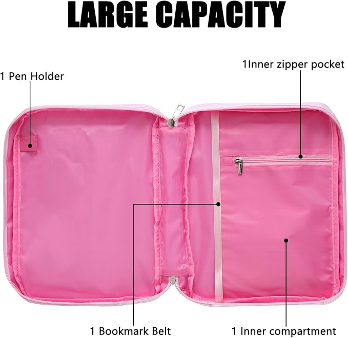 Bible Covers for women, Bible Case, Bible Bag with Top Handle, Stripe Bible Bag Proteceive Book Case, Bible carrying Church Bag for Christian Gifts(Pink)