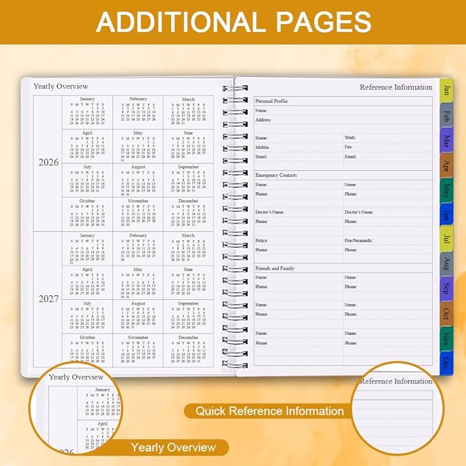 2026 Weekly & Monthly Planner - 2026 Planner from January 2026 to December 2026, Easy to Organize Your Daily Life, Medium 6.5" x 8.5", Gold Leaf