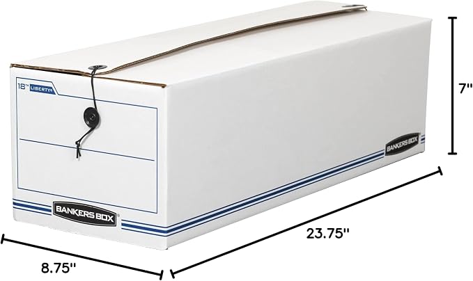 Bankers Box LIBERTY Check and Form Boxes, Standard Set-Up, String and Button, 7 x 8 3/4 x 23 3/4 Inches, Case of 12 (00018)