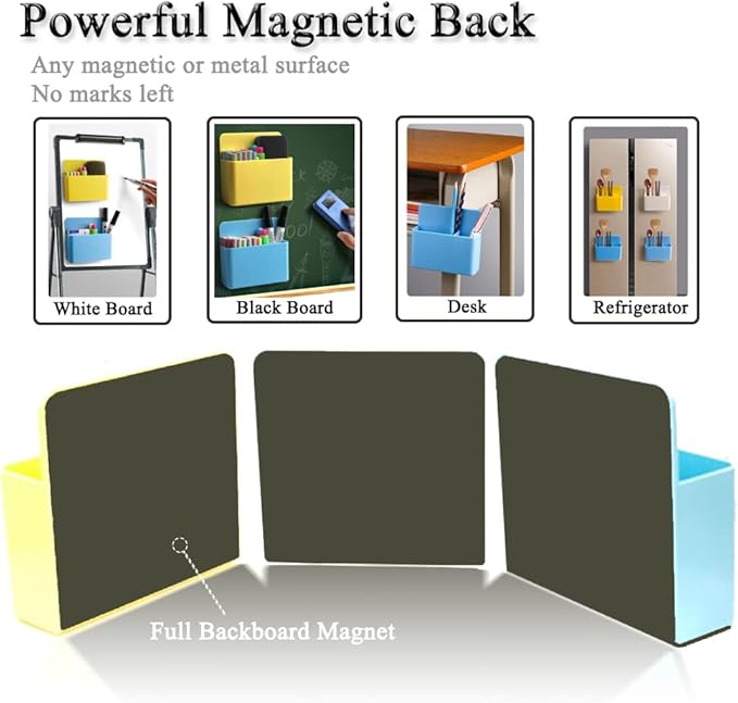 1 Pack Magnetic Marker Holder, Dry Erase Marker Holder Chalk Pen Storage Organizer for Whiteboard/Blackboard, Fridge/Regrigerator, Metal Locker, and Cabinet, (Blue)