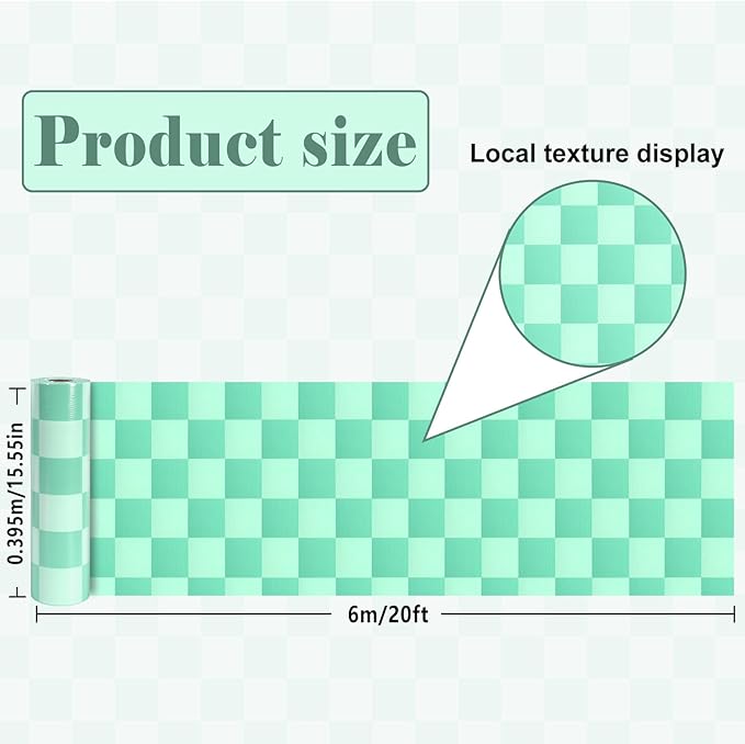 Green Checked Bulletin Board Roll Green Reusable Waterproof Erasable Background Wrinkle Resistant Poster Non-Woven Fabric Bulletin Board Roll for Spring Classroom Decor Wrap Paper Crafts 15.55" x20ft