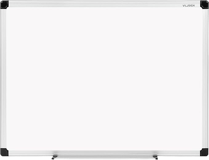 VUSIGN Magnetic White Board 24" x 18" with 1 Dry-Erase Eraser, 2 Multicolor Marker, 4 Magnetic Pins, Sliver Reinforced Aluminum Frame for Office, Home, School