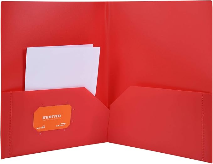 Mintra Office Poly Pocket Folders (Red, 8pk)