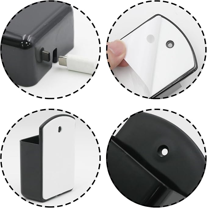 2 Pcs Black Adhesive Remote Control Holders, Wall Mount TV Controller Holder Remote Organizer, Wall Mount Pen Holder Desk Accessories for Home/Office/School