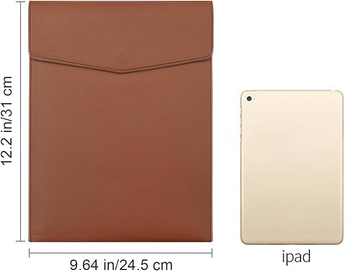 VANRA 1 Piece PU Leather File Folder Vertical A4 Document Holder File Envelope Waterproof Leather Portfolio Case Filing File Organizer for Letter Size with Magnetic Button Closure (Brown)