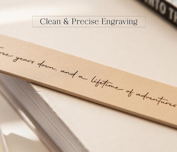 Engraved Leather Bookmark in Cream - 3 Years Down, Genuine Leather 3rd Year Wedding Anniversary Traditional Gift for Him & Her, Husband Wife