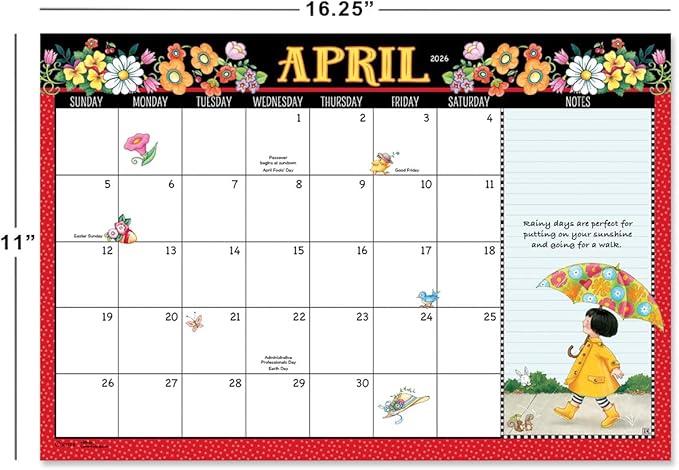 Current 2026-2027 Mary Englebreit Desk Calendar Pad, 11-Inch x 16-1/4-Inch Size, Large 24-Month Bookstore-Quality Calendars for Kitchen & Office