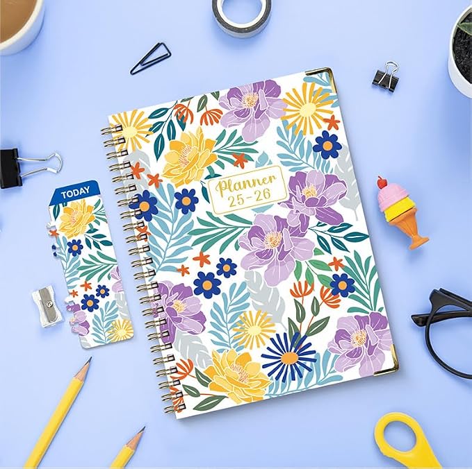 2025-2026 Planner, 12-Month Daily Weekly Monthly Planner from JUL.2025 to JUN.2026, 8.5" X 6.2", Spiral Hardcover Notebook with Bookmarks, Elastic Closure, Inner Pocket for Office School Supplies