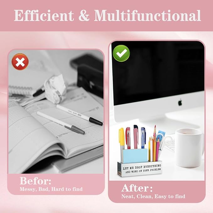 Funny Coworker Pen Pencil Holder Organizer for Desk, Stainless Steel