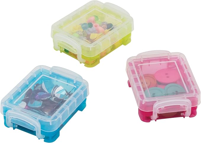 Super Stacker 3 Count (36 Total) Assorted Color Bitty Boxes - Storage Organizer for Office and Craft Supplies - 12 Bulk Pack