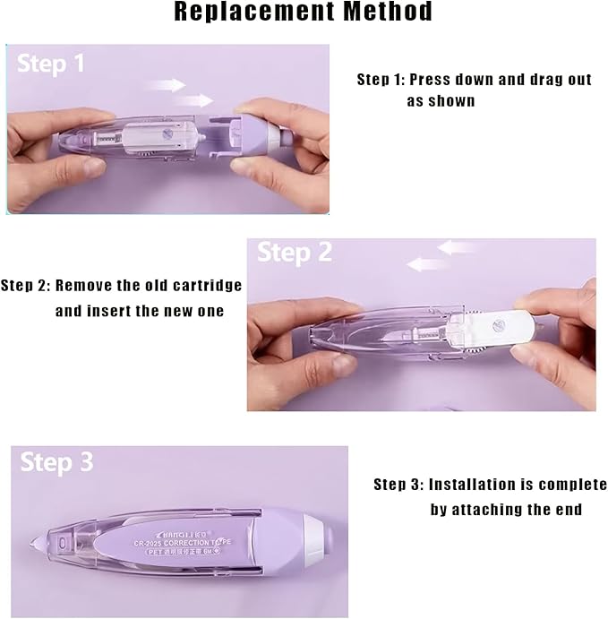 Retractable Correction Tape Replacement Inserts Pen shaped beautiful correction tape with replaceable and retractable function Portable Stationery Tools Office Supplies (10 Pcs)