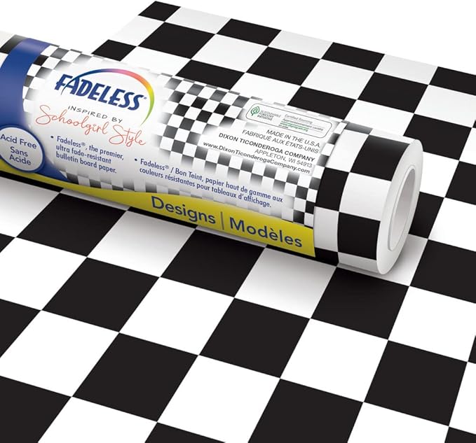 Fadeless Schoolgirl Style Bulletin Board Paper, Retro Hopscotch, 47.25" x 50', 1 Roll