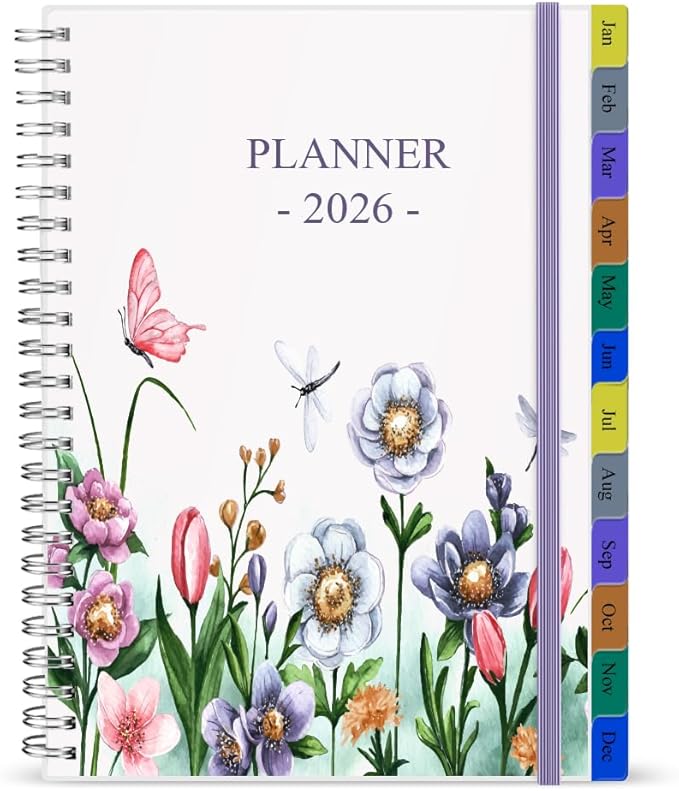 2026 Planner - Weekly & Monthly Planner Runs Jan 2026 to Dec 2026, 6.25" x 8.25", 12 Monthly Tabs, 14 Notes Pages, Inner Pocket, Flexible Cover with Twin-Wire Binding, Planners 2026 (Purple, 6.25" x 8.25")
