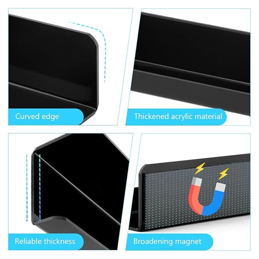 2 Pcs Magnetic Book Shelf for Whiteboard, Magnetic Book Holder File Rack with a Pen Container and Two Hook Acrylic Book Shelves Metal Floating Book Display Shelf for Teacher Kids Room Office
