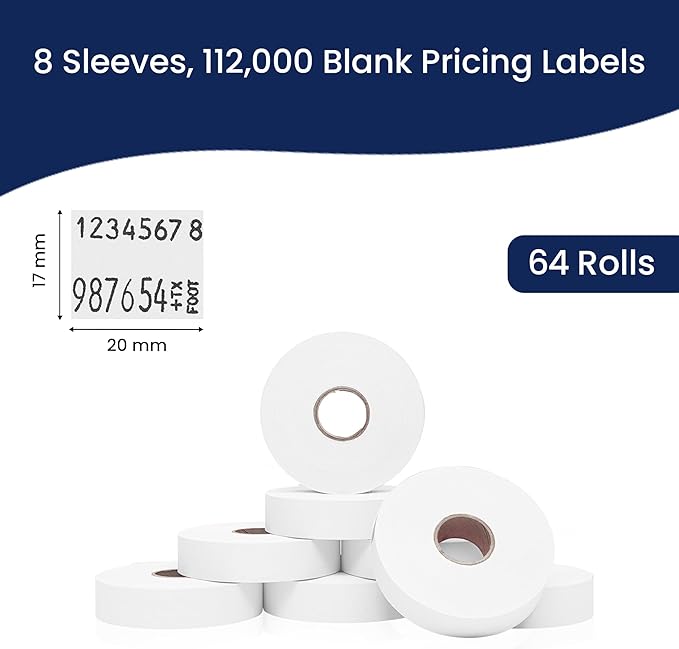 Perco Freezer Adhesives White Labels for Monarch 1136 Price Gun – Case of 8 Sleeves, 112,000 Pricemarking Labels Value Pack