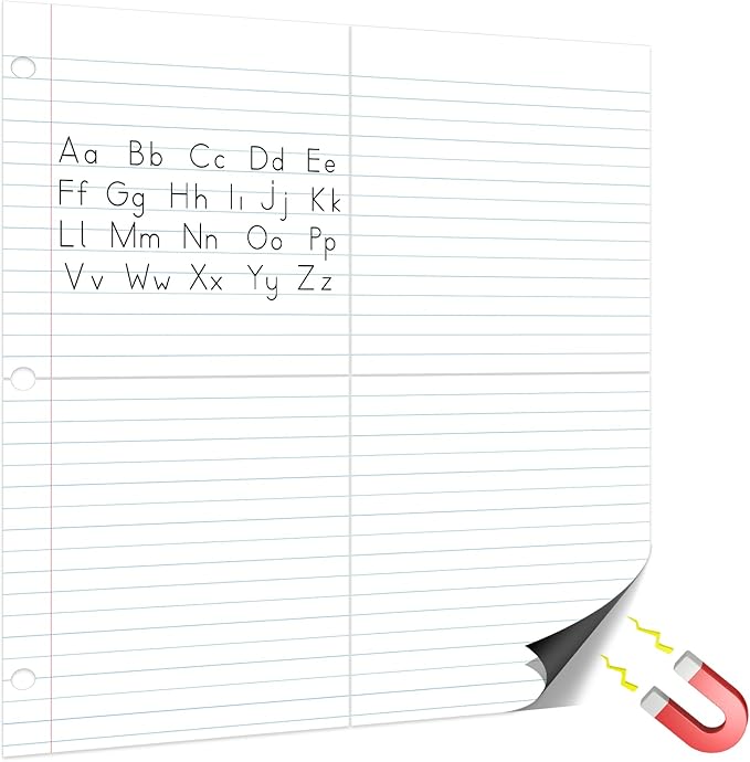 Jumbo Magnetic Dry Erase Notebook Paper 24x28in Magnet Handwriting Lined Paper for Classroom Whiteboard Writing Chart Giant Magnetic Newsprint Handwriting Story Paper Homeschool Teaching Supplies