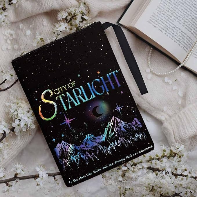 1pc Polyester Book Sleeve 34cm(13.4inch) x24cm(9.45inch) Star Light Book Covers with Zipper and Front Pocket Birthday Gift for Students Teachers