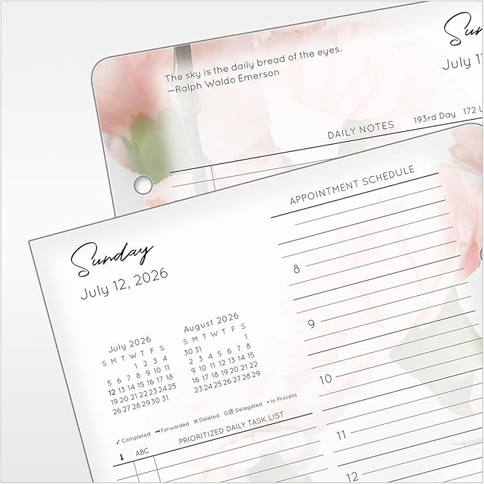 FranklinCovey - Blooms Ring-Bound Planner Refill - Two Page Per Day (Classic, Jul 2026 - Jun 2027)