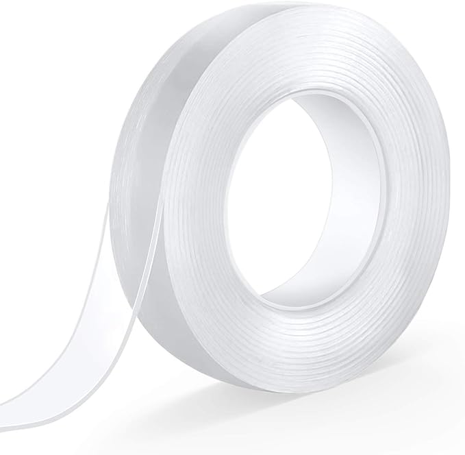 Double Sided Tape Heavy Duty, Nano Removable Washable Gel Grip Tape, Clear Sticky Adhesive Mounting Tape for Photo Frame Fix and Carpet Fix-5M/16.4ft
