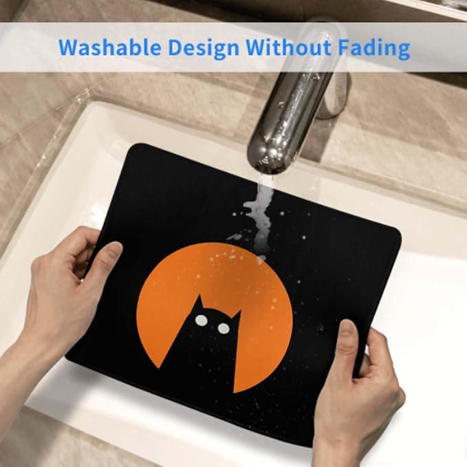 Voltique Mouse Pad Small Desk Mat, Black cat Computer Mousepad with Stitched Edges Non-Slip, Keyboard Mouse Pad for Desktop Office Desk Accessories