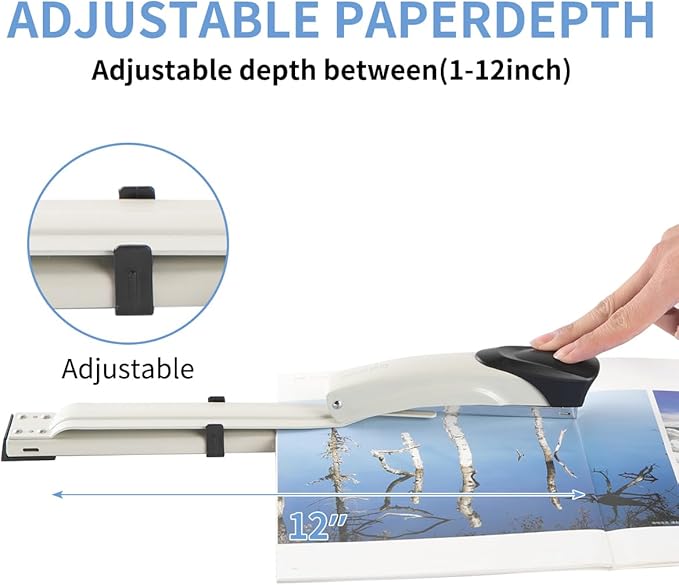 Long Reach Stapler with 1 Hole Punch， 1/4 inch of Single Whole Punch