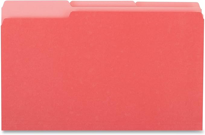 UNIVERSAL OFFICE PRODUCTS, Colored File Folders, 1/3 Cut One-Ply Top Tab, Legal, Red, 100/Box