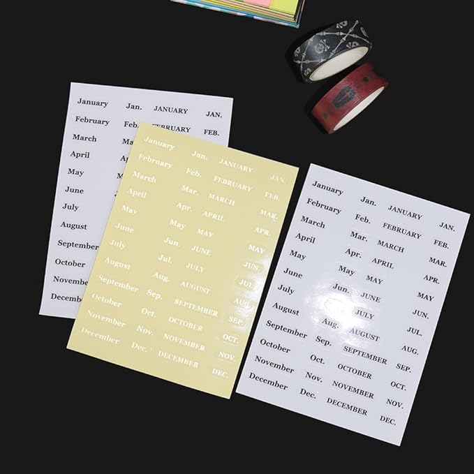 Month Planner Stickers - 10 Sheets 480pcs Tab Stickers, Clear Black & White Font Removable Waterproof Vinyl Monthly Cash Envelope Sticker Labels for Finance Planner
