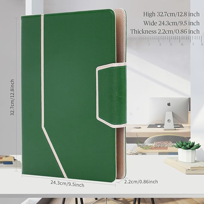 Toplive Padfolio Portfolio Case, Conference Folder Executive Business Padfolio with Document Sleeve, Letter/ A4 Size Clipboard, Card Holders, Portfolio Padfolio for Women Men, Drak Green