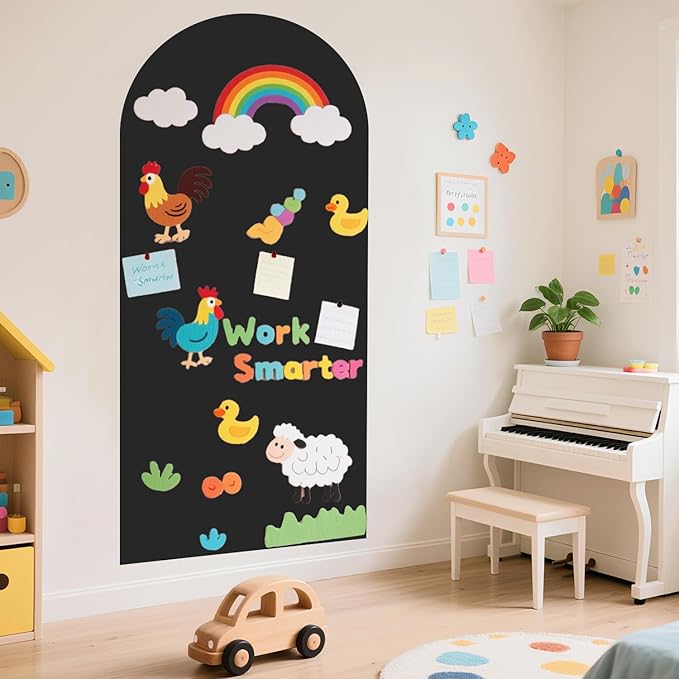 Magnetic Wall Decal for Kids 39.3x17.5 Inches Upgraded Magnetic Chalkboard for Wall Black Magnet Board for Wall with Letters and 12 Color Liquid Chalk for Home Playroom and Classroom