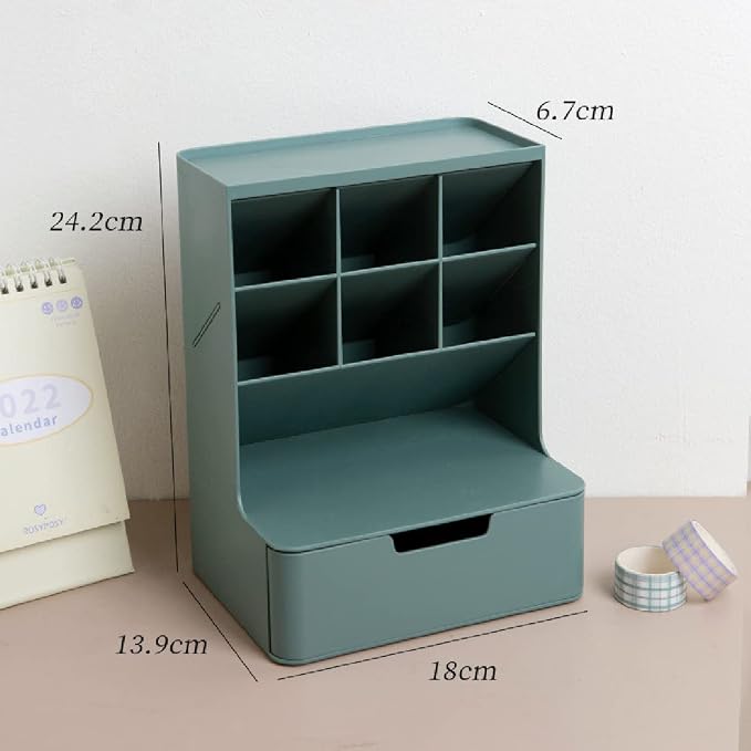 Pencil Holder Desk Organizer with Drawer Workspace Organizers Office Desk Accessories and Workspace Organizers for Home Office Organization
