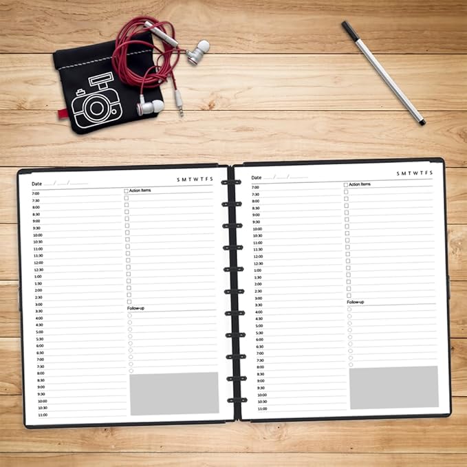 Letter Size Undated Daily Planner Refills, A4 Disc Paper for TUL System, 11 Disc Planner Inserts, Total 100 Sheets/200 Pages, College Ruled, 8.5 X 11 Inch, Undated Planners Refills