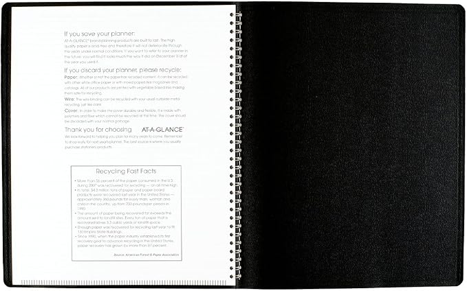 At-A-Glance 8.88 x 11 Inches Wirebound Monthly Planner for 2015, Black (7026005)
