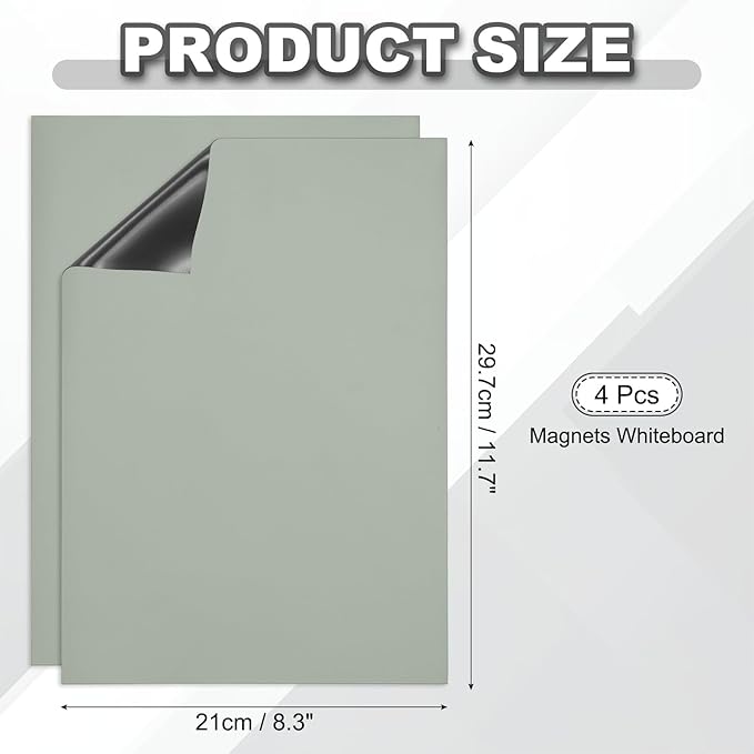 PATIKIL Dry Erase Board, A4 4 Pack Magnets Whiteboard Fridge Calendar to Do List Magnetic Board Office Supplies for Home Kitchen Refrigerator Desk Wall, Gray
