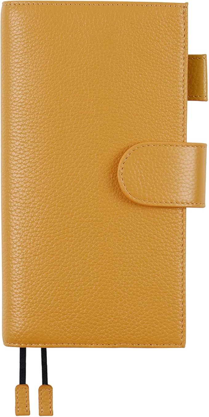 Moterm Leather Cover for Hobonichi Weeks - Fits Hobonichi Weeks/Weeks Mega, with Back Pocket (Pebbled-Mustard)