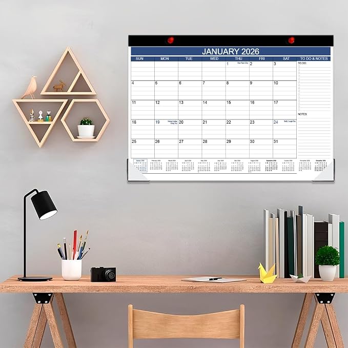 Desk Calendar 2026-2027, Runs Apr 2026 to Jun 2027, Desk-Calendar with to-do List, 140gsm Paper, 15 Monthly, 17" x 12" Calendar 2026-2027, Desk Calendars for School, Home or Office