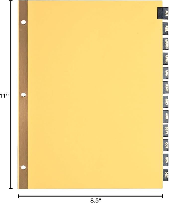 Business Source Monthly Black Leather Tab Index Dividers