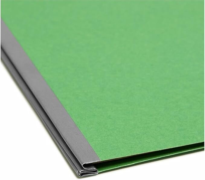 Smead Pressboard Classification File Folder with SafeSHIELD Fasteners, 1 Divider, 2" Expansion, Letter Size, Green, 10 per Box (13733) (Pack of 1)