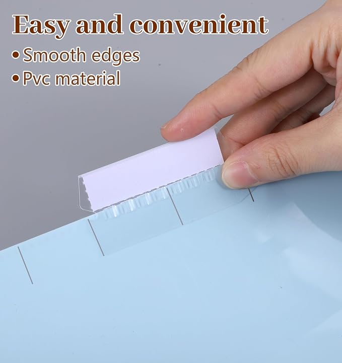 50Pcs Hanging File Folder Tabs, 3 Inch Plastic File Tabs for Hanging Folders Labels and 2 Inch Paper Inserts, Easy Quick Identification Clear Labels for Organizing Files, Binders, and Folders