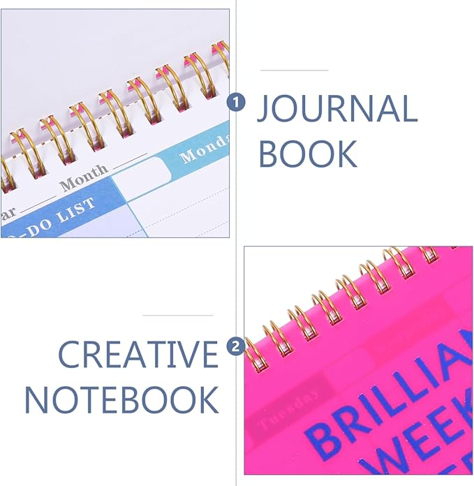 VICASKY Weekly Planner Spiral Book Desk Notebook Scheduler Calendar Bound Blank Desktop Undated Daily Planning Notepad Planne Pad Time Management Assignment Habit Tracker Plan Note Efficient Schedulin