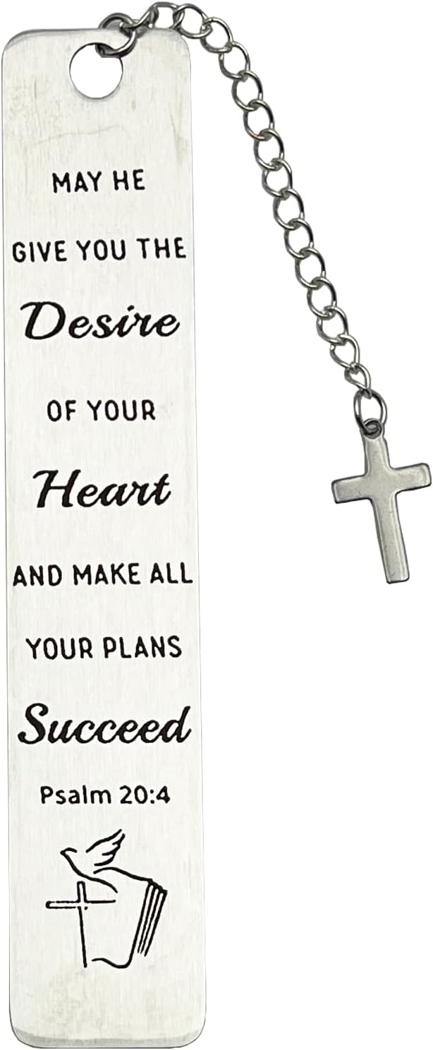 Bible Bookmarks Book Markers, Metal Christian Bookmark Gift Accessories (Psalm 20:4)