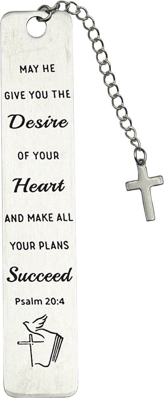 Bible Bookmarks Book Markers, Metal Christian Bookmark Gift Accessories (Psalm 20:4)