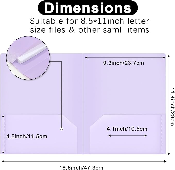MystiCharm Folders with Pockets Back to School Supplies for Students Teacher 6 Pack 2 Pocket Pastel Plastic File Folders Bulk for Documents Homework Paper Resume School Office Supplies Accessories
