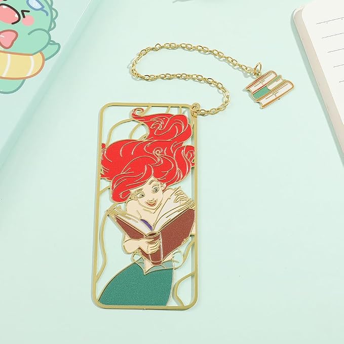 Cute Little Mermaid Anime Metal Book Mark -Metal Bookmarks Anime Fans Collection Accessories Reading Marker Gift for Book Lovers Women Girls Kids (Mermaids Read Book)
