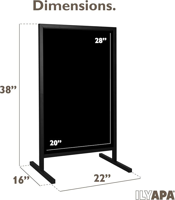 Ilyapa Metal Double Sided Swinging Chalkboard Sign - 22x37 inch Magnetic Sidewalk Sign - A Frame Chalkboard Alternative Menu Board for Restaurant