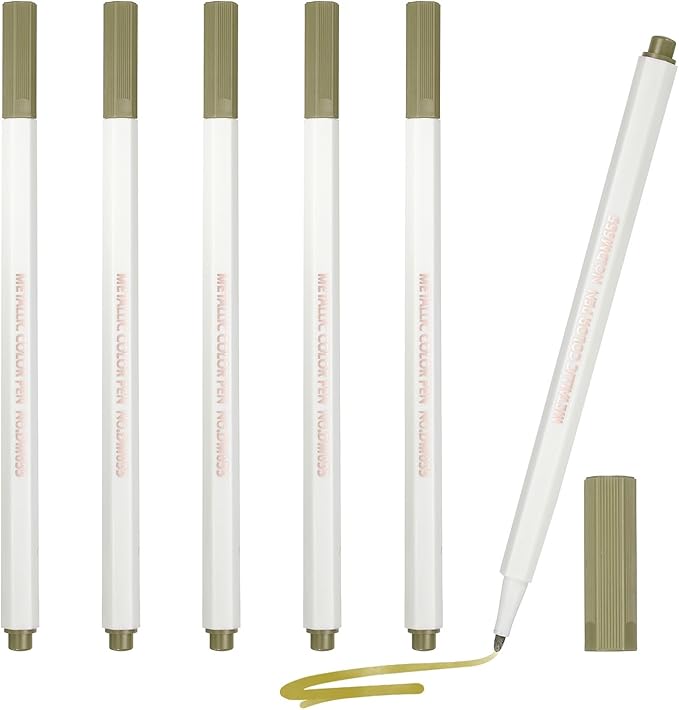 PATIKIL Metallic Marker Pens, 6Pcs Permanent Markers Medium Tip Quick Dry Paint Pen on Plastic Wood Stone Glass Canvas DIY Crafts Art Supplies for Drawing Writing Marking, Gold