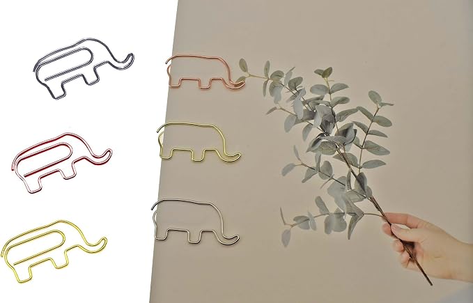 Elephant Shaped Paper Clips Decorative Paperclips, Cute Elephant Office Gifts 60 Pcs