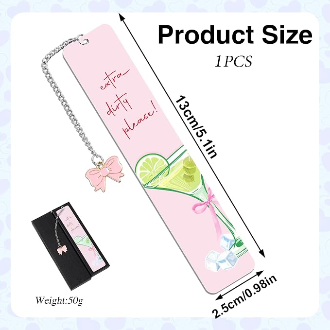 Martini Themed Bookmark Gifts - Cute Bookmarks for Women, Funny Book Accessories for Book Lovers Bookworm, Dirty Please Halloween Thanksgiving Christmas Birthday Gifts for Friends