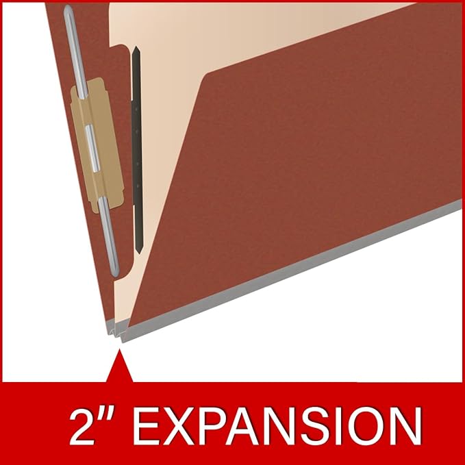 25 Pt. Pressboard Classification Folders, Full Cut End Tab, Letter Size, 1 Divider, Brick Red (Box of 10)
