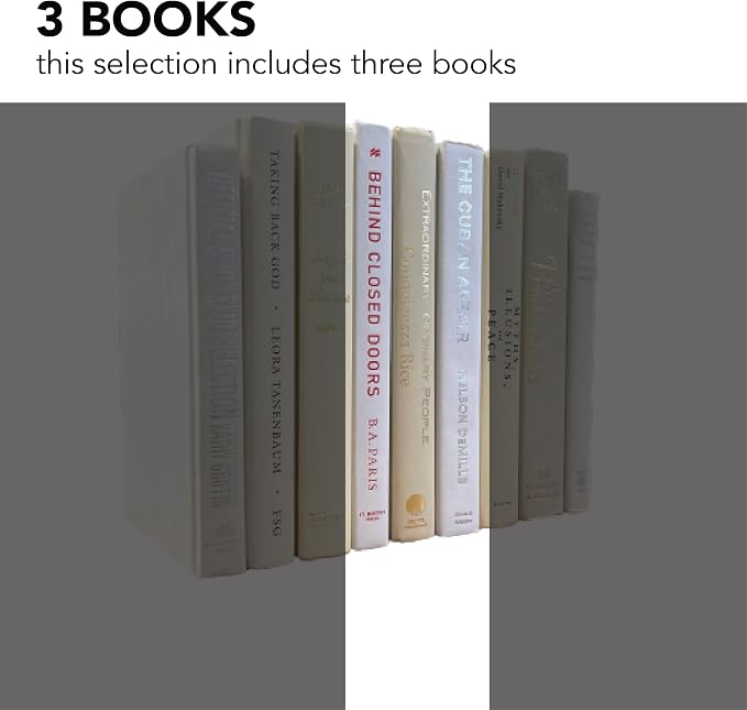 Decorative Accent for Home Decor – Real Books by Color® Interior Styling Piece for Bookshelf, Coffee Table, Design Display (Set of 3, White Cream)