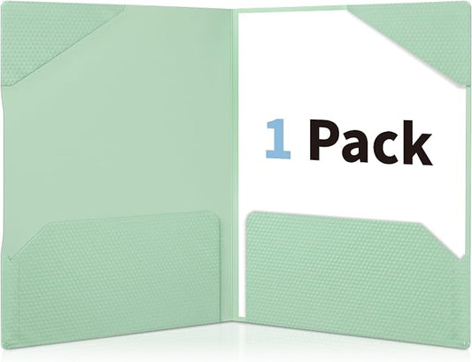 Sooez 1 Pack Plastic Folder, 2-Pocket Folder with Writable Category Label and Non-Slip Tabs, Fits A4/Letter Size Paper, Heavy-Duty Folders with Pockets for School, Office, Home (Green)